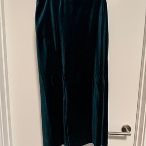 Zara Velvet Midi Skirt - Dark Green
